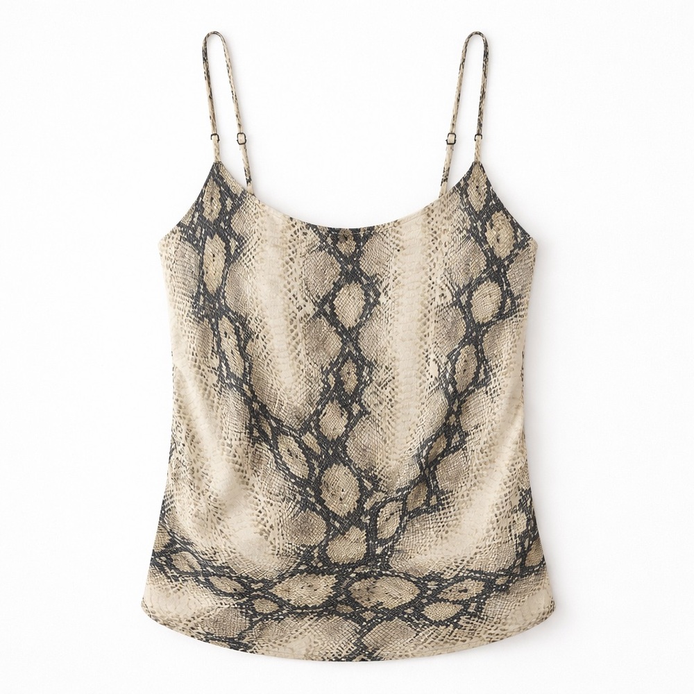 Karen Kane Snake Print Twist Front Cami Silk Feel Adjustable Strap Tank Size M - Picture 3 of 16